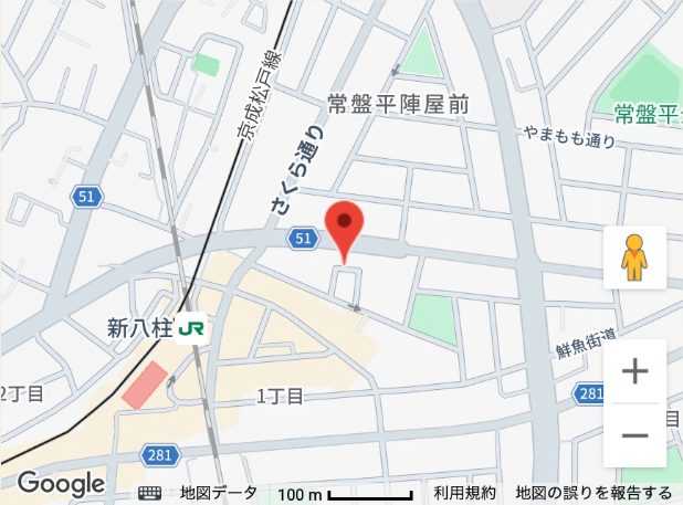 あかつき数学塾の地図。新八柱駅・八柱駅から徒歩3分。クリックするとGoogleマップが開きます。
